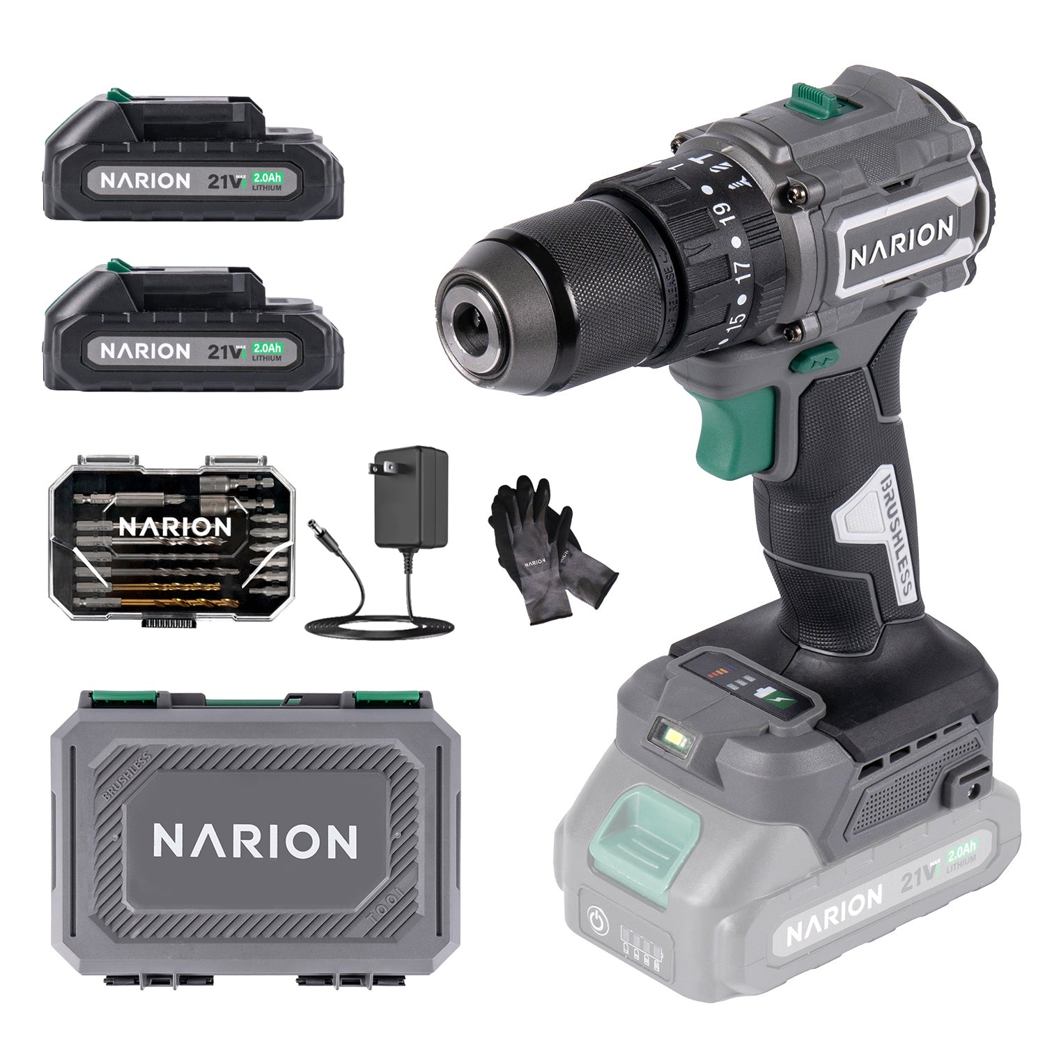NARION（ナリオン）21V 振動ドライバドリル （バッテリー2個付き）
